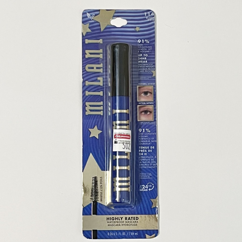 Milani Highly Rated Waterproof Volumizing Mascara Lash Lift #114 BLACK 0.26oz